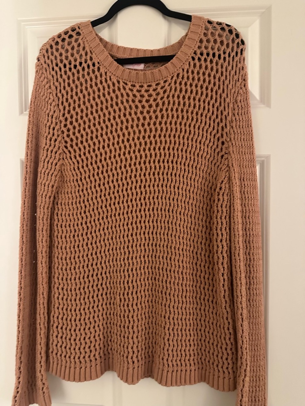 Pink Lily Women's Open Knit Crewneck Sweater - Dusty Rose